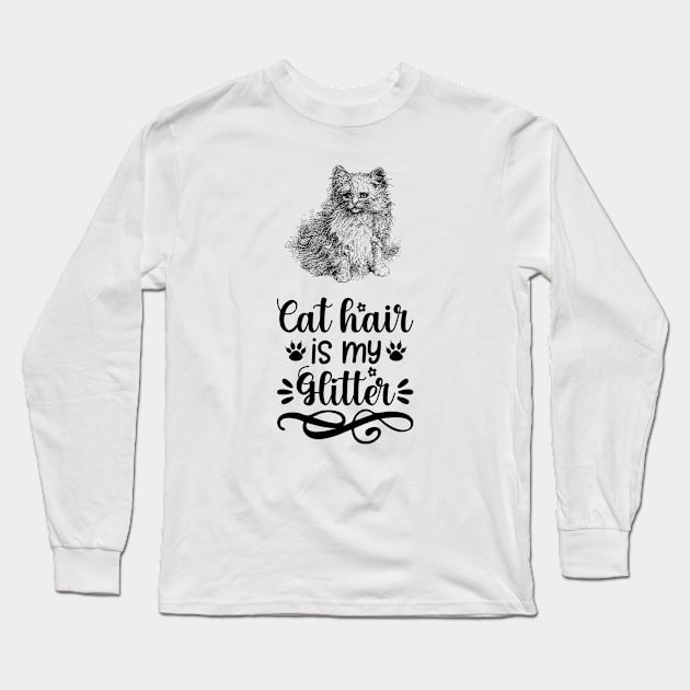 Cat Illustration with Funny Saying Long Sleeve T-Shirt by Biophilia